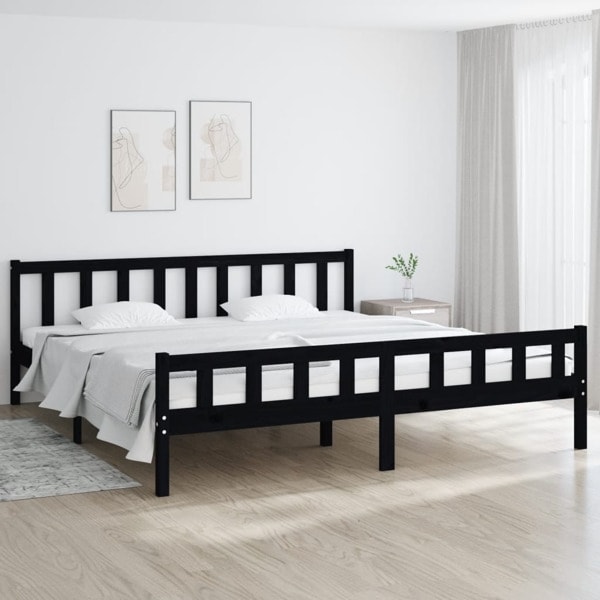 vidaXL Sängram svart massivt trä 200x200 cm Svart