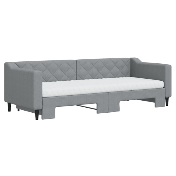 vidaXL Dagbädd med madrasser utdragbar ljusgrå 80x200 cm tyg Grå