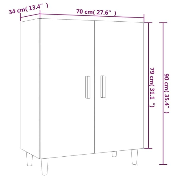 vidaXL Skänk vit 70x34x90 cm konstruerat trä Vit