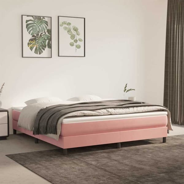 vidaXL Boxspring-sängram rosa 180x200 cm sammet Rosa