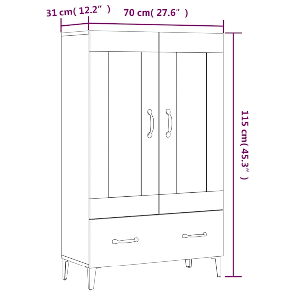 vidaXL Skåp Rökfärgad ek 70x31x115 cm konstruerat trä Brun