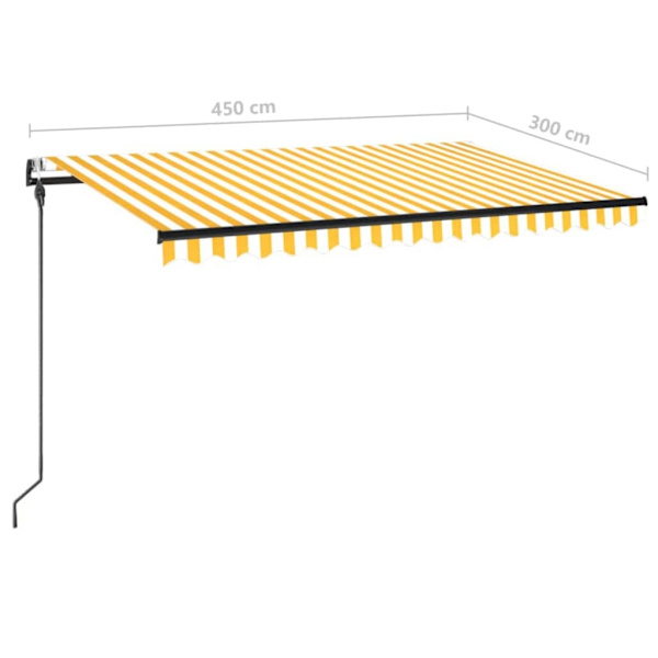 vidaXL Markis automatiskt infällbar 450x300 cm gul och vit Gul