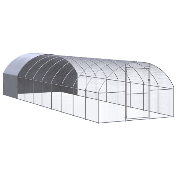 vidaXL Hönsbur för utomhusbruk 3x10x2 m galvaniserat stål Silver