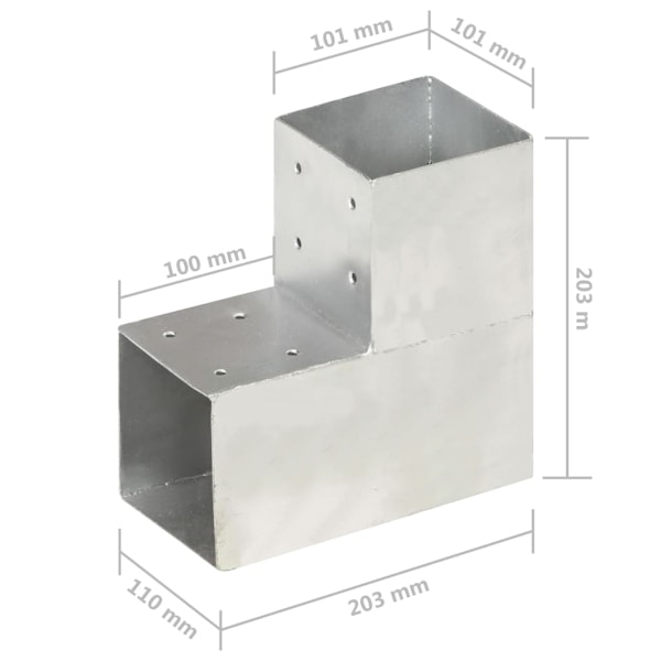 vidaXL Stolpbeslag L-form galvaniserad metall 101x101 mm Silver
