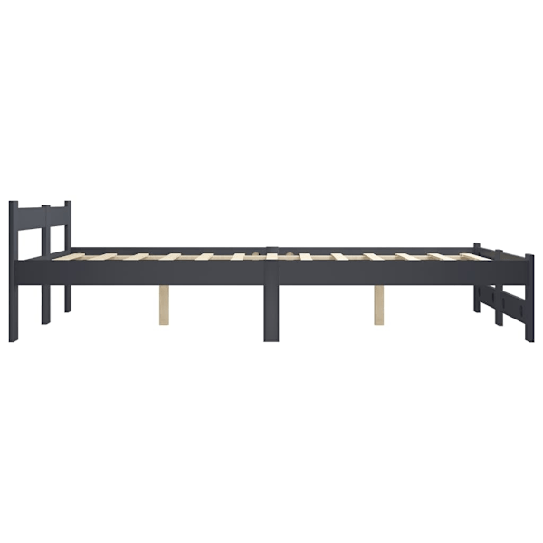 vidaXL Sängram mörkgrå massiv furu 160x200 cm grå