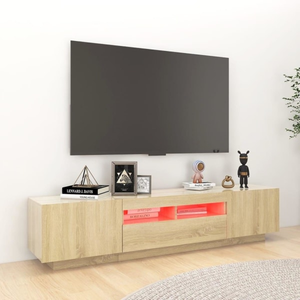 vidaXL TV-bänk med LED-belysning sonoma-ek 180x35x40 cm Brun