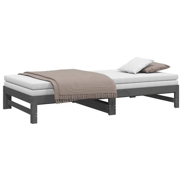 vidaXL Utdragbar dagbädd grå 2x(90x200) cm massiv furu Grå