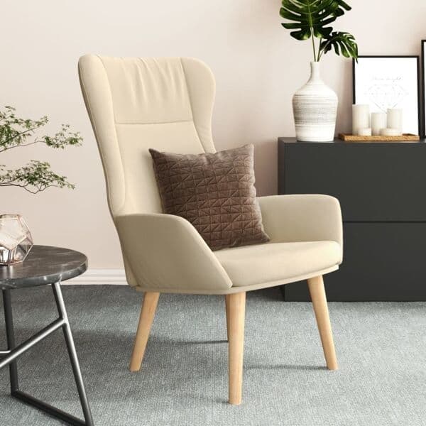 vidaXL Vilstol gräddvit tyg Kräm