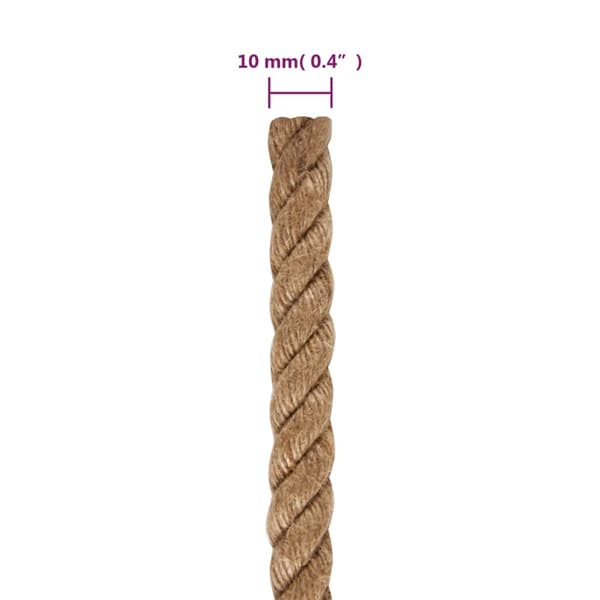 vidaXL Rep 100% Jute 10 mm 100 m Brun