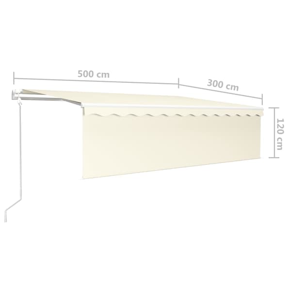 vidaXL Automatiserad markis rullgardin vindsensor LED 5x3m gräddvit Creme