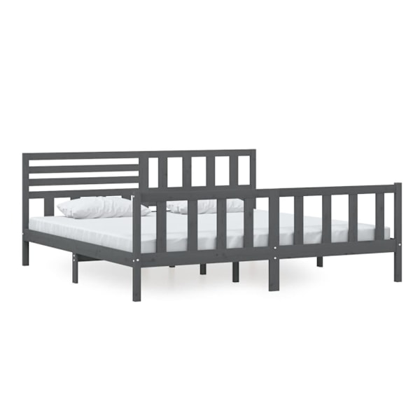 vidaXL Sängram grå massivt trä 200x200 cm Grå