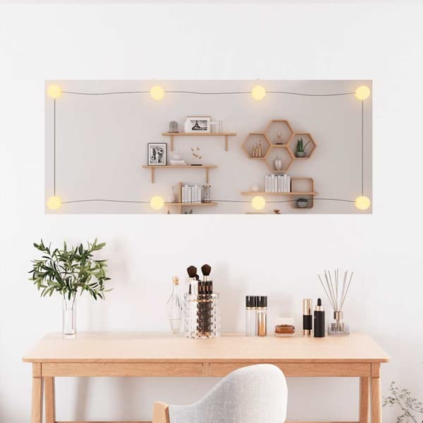 vidaXL Väggspegel med LED-belysning 40x100 cm glas rektangulär Silver