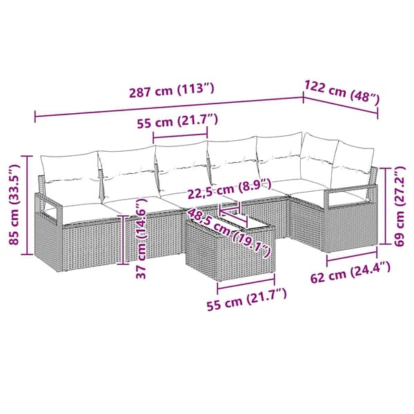 vidaXL Soffset 7 st Beige konstrotting Beige