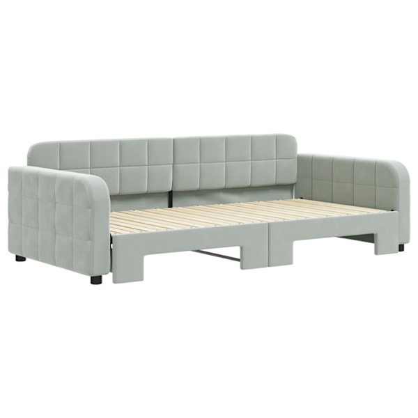 vidaXL Dagbädd utdragbar ljusgrå 100x200 cm sammet Grå