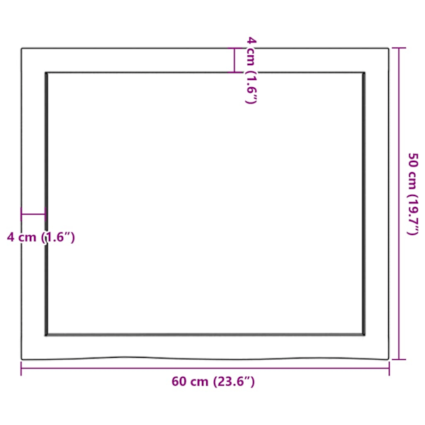 vidaXL Hyllplan 60x50x(2-4) cm obehandlad massiv ek Brun