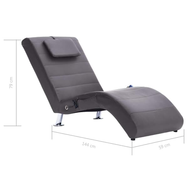 vidaXL Massageschäslong med kudde grå konstläder grå