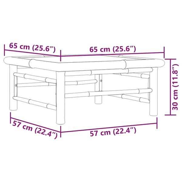 vidaXL Trädgårdsbord 65x65x30 cm bambu Brun
