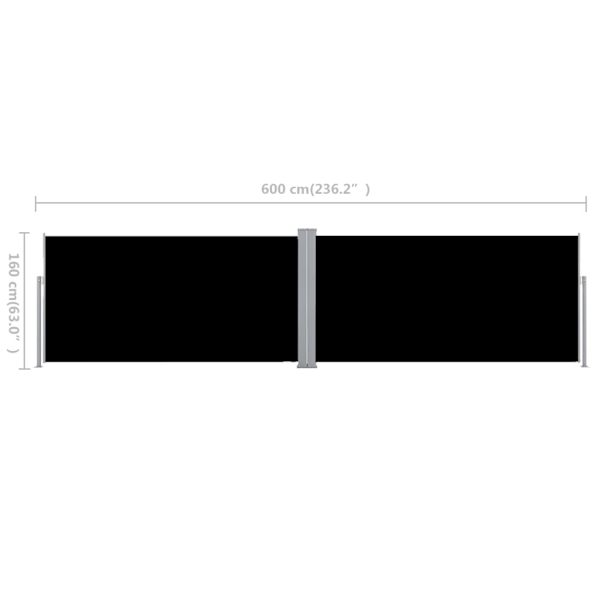 vidaXL Infällbar skärm 160x600 cm svart Svart