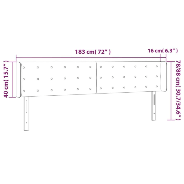 vidaXL Sänggavel med kanter ljusgrå 183x16x78/88 cm tyg Grå