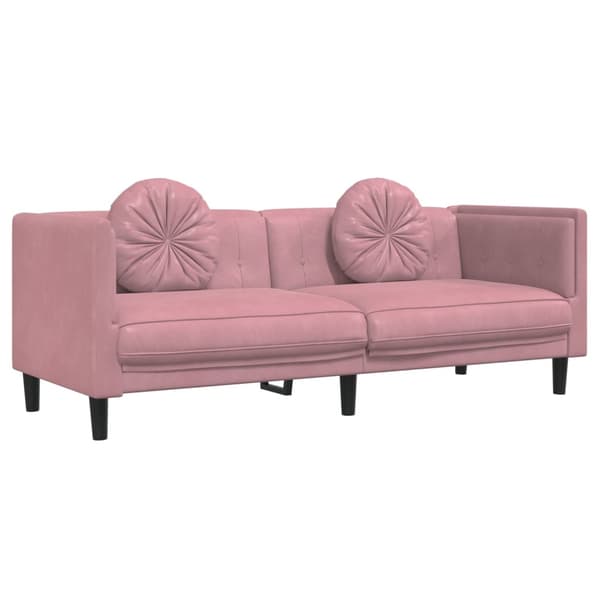 vidaXL Soffgrupp med kuddar 2 delar rosa sammet Rosa