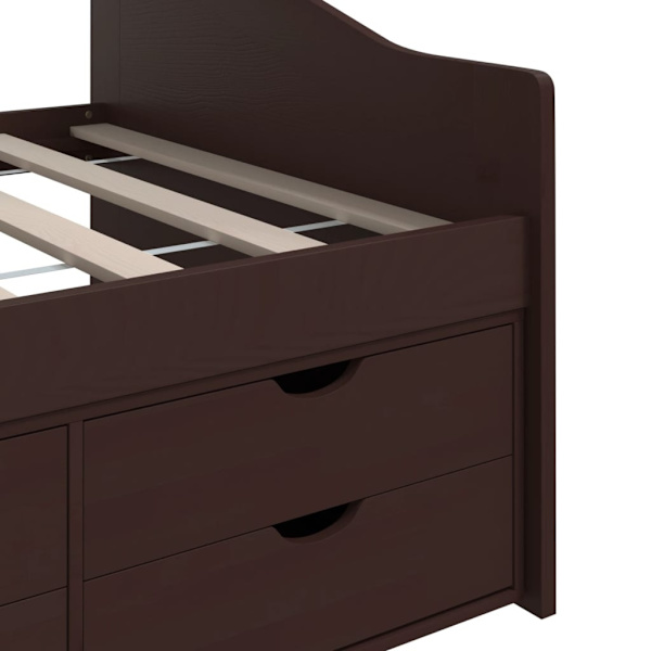 vidaXL Dagbädd 3-sits mörkbrun massiv furu 90x200 cm Brun