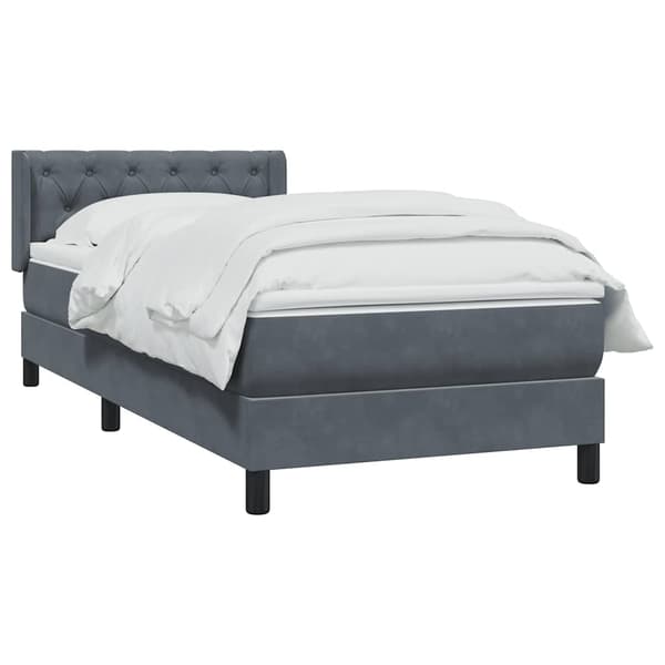 vidaXL Ramsäng med madrass mörkgrå 80x220 cm sammet Grå