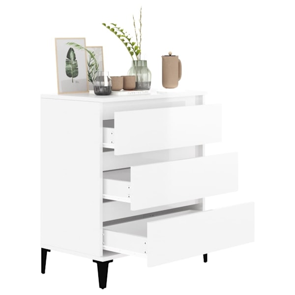 vidaXL Byrå vit högglans 60x35x70 cm konstruerat trä Vit