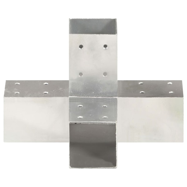 vidaXL Stolpbeslag 4 st X-form galvaniserad metall 71x71 mm Silver