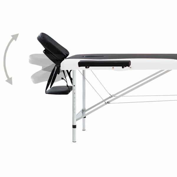 vidaXL Hopfällbar massagebänk 2 sektioner aluminium svart och vi Svart