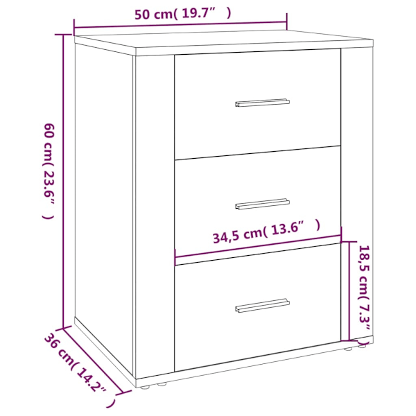 vidaXL Sängbord svart 50x36x60 cm konstruerat trä Svart