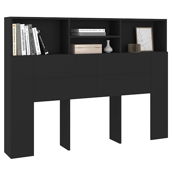vidaXL Sänggavel med förvaring svart 140x19x103,5 cm Svart