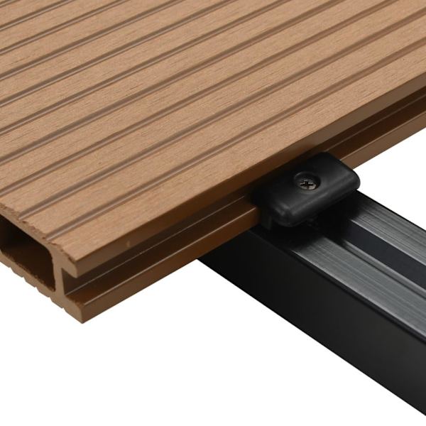 vidaXL WPC ihåliga golvplattor med tillbehör 16 m² 2,2 m teak Brun