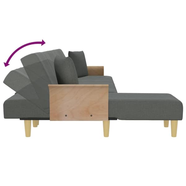 vidaXL L-formad bäddsoffa mörkgrå 279x140x70 cm tyg Grå