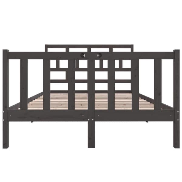 vidaXL Sängram grå massiv furu 140x190 cm Grå