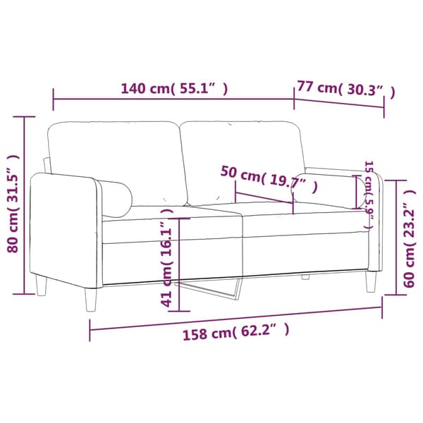 vidaXL 2-sitssoffa med prydnadskuddar rosa 140 cm sammet Rosa