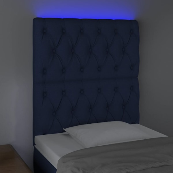 vidaXL Sänggavel LED blå 80x7x118/128 cm tyg Blå