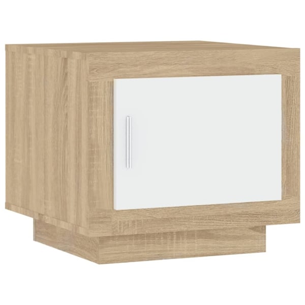 vidaXL Soffbord vit och sonoma-ek 51x50x45 cm konstruerat trä Beige