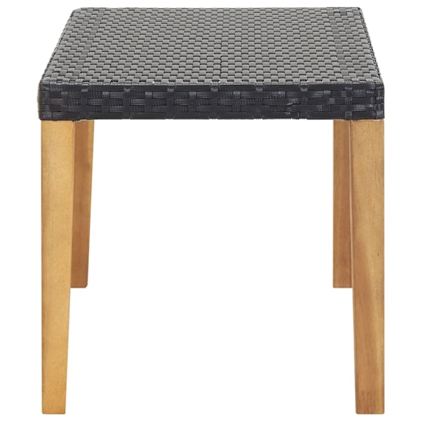 vidaXL Trädgårdsbänk 120 cm svart konstrotting och massivt akaciaträ Svart