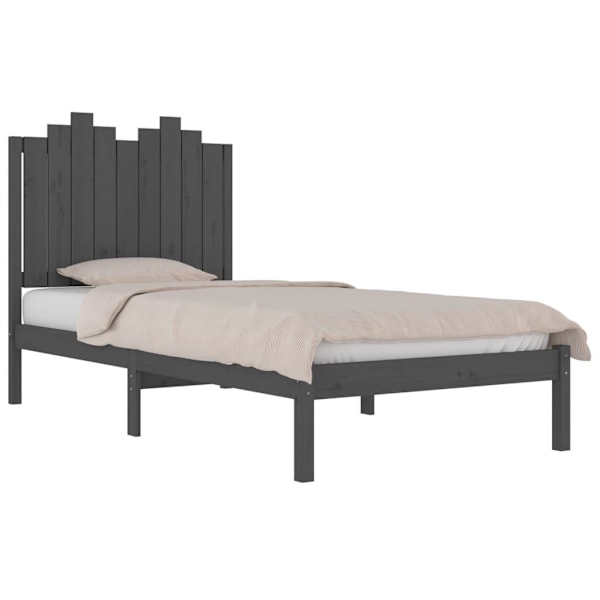 vidaXL Sängram grå massiv furu 100x200 cm enkelsäng Grå