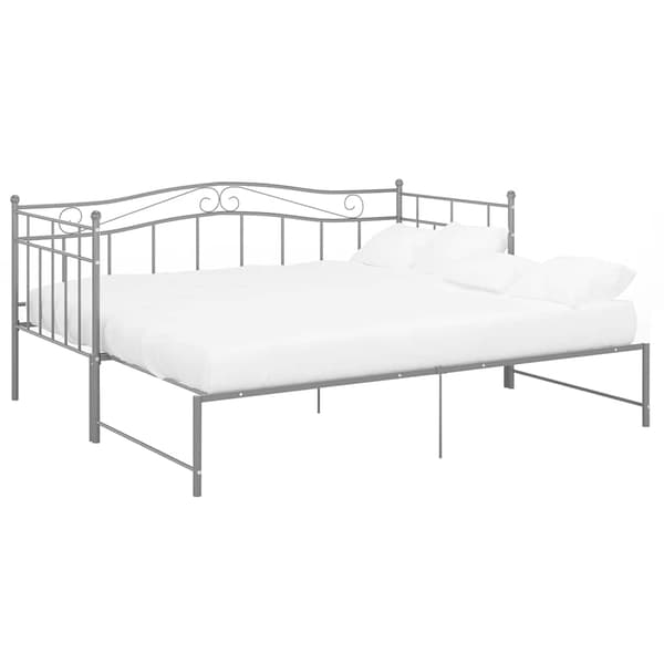 vidaXL Utdragbar sängram bäddsoffa grå metall 90x200 cm grå