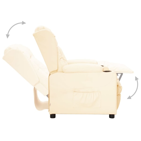 vidaXL Reclinerfåtölj gräddvit konstläder Creme