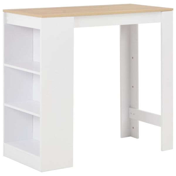 vidaXL Barbord med hylla vit 110x50x103 cm Vit