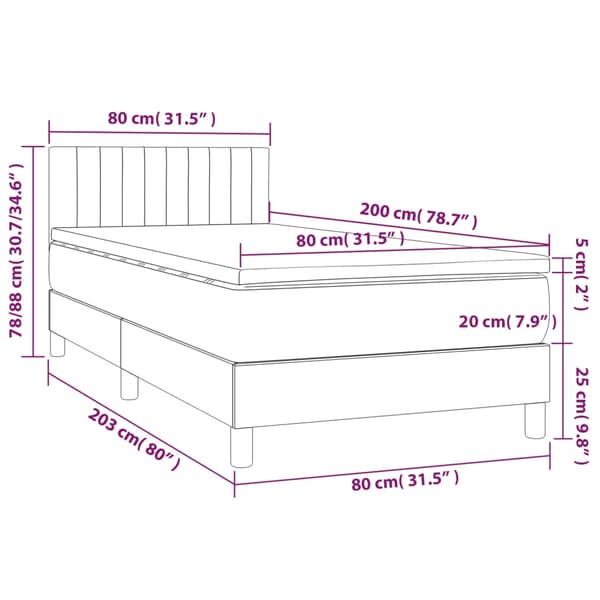 vidaXL Ramsäng med madrass rosa & LED 80x200 cm sammet Rosa