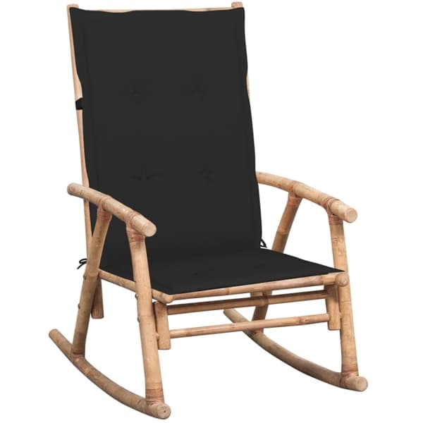 vidaXL Gungstol med dyna bambu Svart