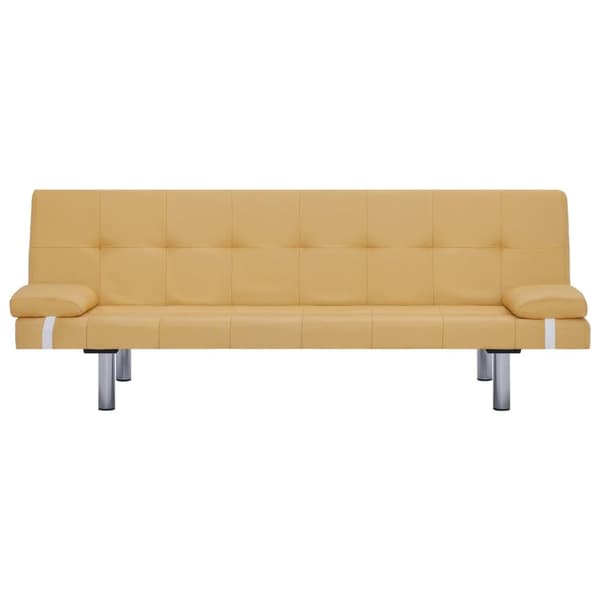 vidaXL Bäddsoffa med två kuddar gul polyester Gul