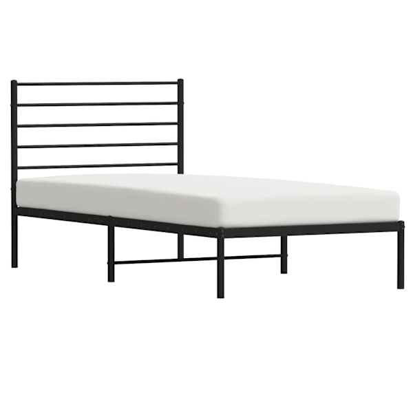 vidaXL Sängram med huvudgavel metall svart 90x200 cm Svart