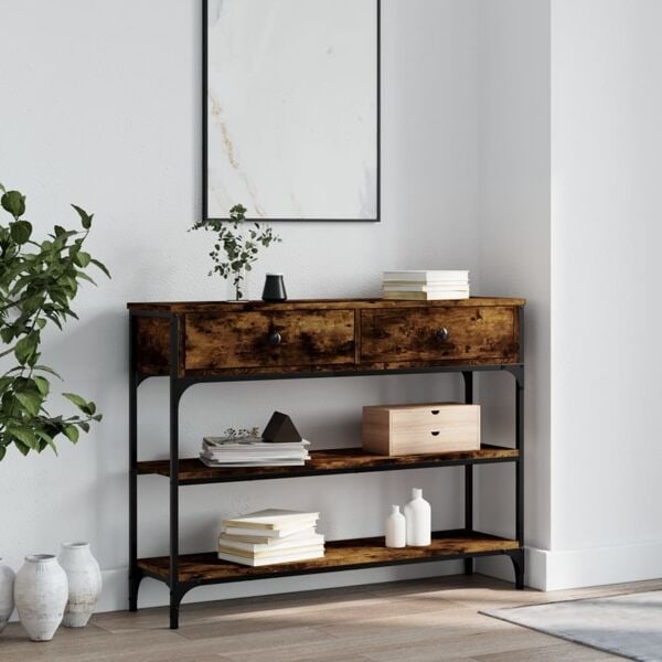 vidaXL Avlastningsbord rökfärgad ek 100x25x75 cm konstruerat trä Brun