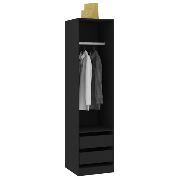 vidaXL Garderob med lådor svart 50x50x200 cm konstruerat trä Svart