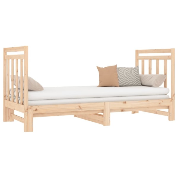 vidaXL Utdragbar dagbädd 2x(90x190) cm massiv furu Brun