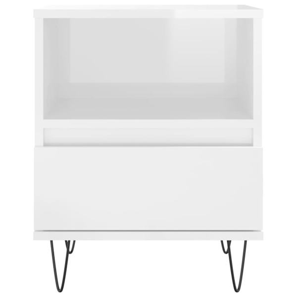 vidaXL Sängbord 2 st vit högglans 40x35x50 cm konstruerat trä Vit